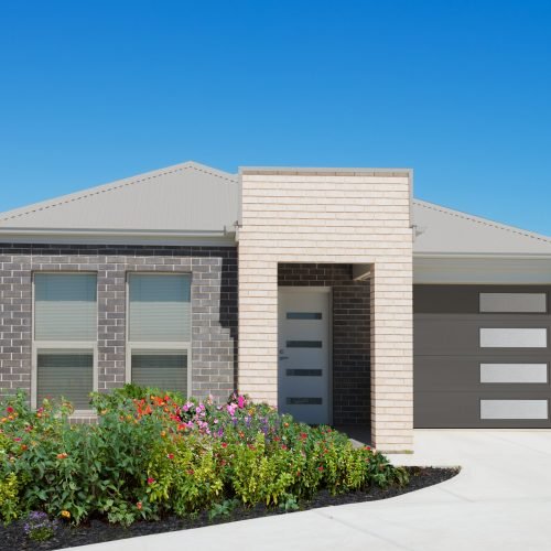 typical  facade of a modern suburban  house