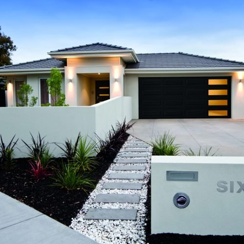 Exterior facade of a contemporary Australian home near the beach.
